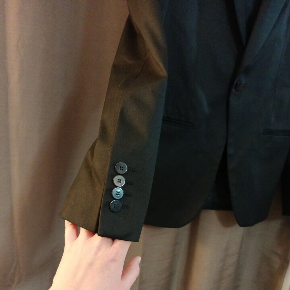 Men's Zara Black Single Button Lined Sport Jacket With Pockets Size 40 - Picture 4 of 9